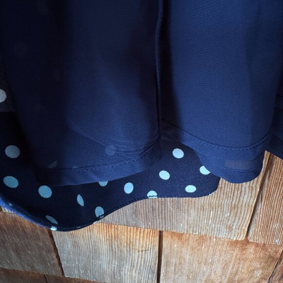 NWT Ann Taylor Navy Dotted Patchwork Pocket Short Sleeve Shirtdress - Women's 14 - Picture 12 of 14